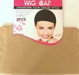 Pack of 2 Wig Cap Breathable Stretchable Stretch Stocking wigcaps Nude Beige NEW - Picture 1 of 12