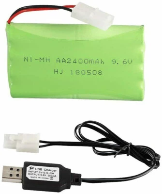2400mAh 9.6V KET 2P Plug Ni-MH AA Battery with USB charger Cable for RC Car Boat - Image 1 of 4