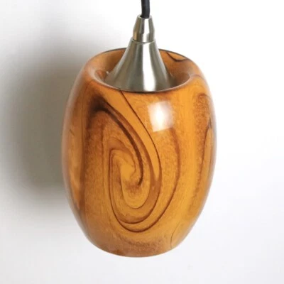 MCM Vaxcel Lighting Glass Pendant Light Satin Nickel Finish Honey Swirl Retro - Image 1 of 4