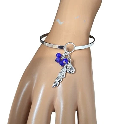 Brazalete brazalete Vera Bradley para mujer de moda plateado hoja azul dije nuevo con etiquetas Foto 1 de 4