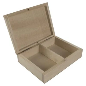 Caja de cartas de madera de abedul | Estuche con soporte decorativo de dos secciones | Cierre de perno - Imagen 1 de 9