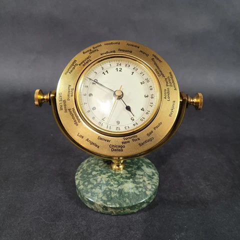 Z World Time Zone Desk Clock Adjustable Swivel Base Vintage Office Accessory Cover