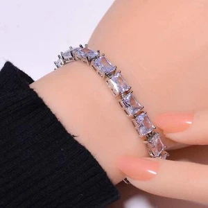 White Topaz 925 Sterling Silver Tennis Bracelet 7.99" B_9734_685_10 - Picture 1 of 5