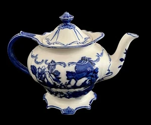 Vintage Sadler Flow Blue Ironstone Floral Four Cup Teapot England Excellent - Picture 1 of 14