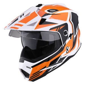 1Storm Dual Sport Motorcycle Off Road Full Face Dual Visor Helmet HF802CLS 