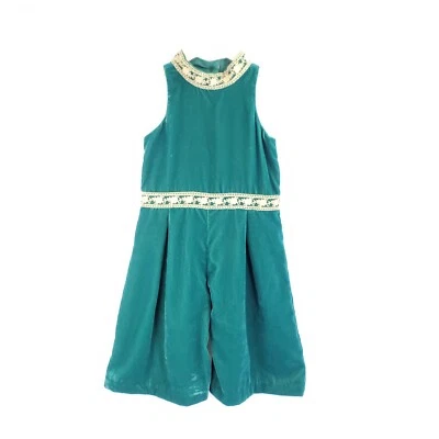 Janie and Jack Dress 12-18 mo Ornate Opera Lined Green Velvet Velour Holiday - Image 1 of 4