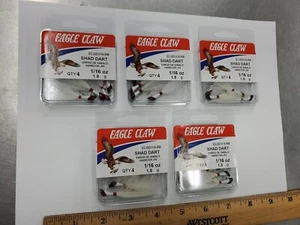 Lot of 5 Packs of 4 Eagle Claw Shad Darts - 1/16 oz. Red/White - 20 Total - Picture 1 of 4