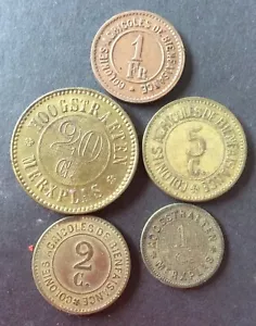 Belgique - Prison/Colonie Agricole de Merxplas - Bel ensemble de 5 Jetons Diff. - Bild 1 von 2