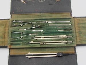 Juego de 10 herramientas de dibujo vintage con estuche Schoener Alemania - Imagen 1 de 7