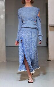 Christopher Esber Blue Deconstructed Knit Dress Size XS Buttons Space Dye