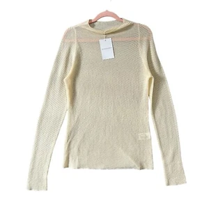 Malene Birger Minimalist Crochet Open Sheer Knit Linen Long Sleeve Top Jumper S - Picture 1 of 10