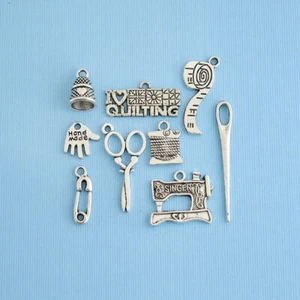Quilt Charm Sammlung Antik Silberfarben 9 verschiedene Charms - COL003 - Bild 1 von 2