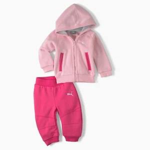 Girls PUMA CN Hooded Jogger Set Pink Colour Size 1-2 Years - Picture 1 of 1