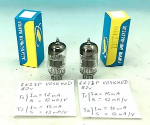 2 X 6N23P MATCHED PAIR Rocket Tubes 6DJ8 E88CC STRONG 1982y 16.0/15.0 NEW BOX - Picture 1 of 4