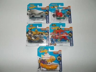 Hot Wheels 2016 SCREEN TIME FULL SET OF FIVE VERY RARE  SHORT CARD ALL MOC - Image 1 of 4