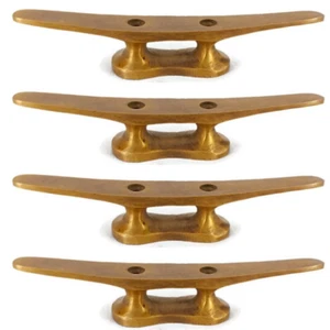 4 CLEAT tie downs solid heavy real brass boats cars tieing rope hooks cleats 5"B - Picture 1 of 12