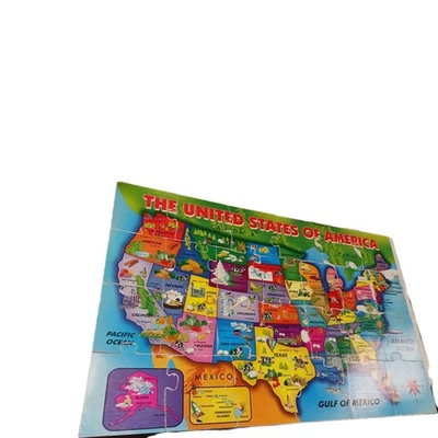 Rompecabezas grande vintage de madera/papel mapa de los Estados Unidos EE. UU. ~ aproximadamente 24"x36" Foto 1 de 3
