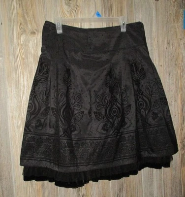 Apt 9 Black Skirt with Black Velvet Print Womens Sz 10 NWT Goth Witch Holiday - Image 1 of 4