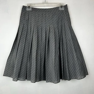 Banana Republic Skirt Womens Pleated A-Line Gray Striped Lined Office Feminine - Picture 1 of 8