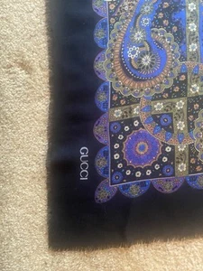 Gucci Auth Blue/Multi/ Scarf/Wrap/Shawl With Gucci Monogram. - Picture 1 of 8