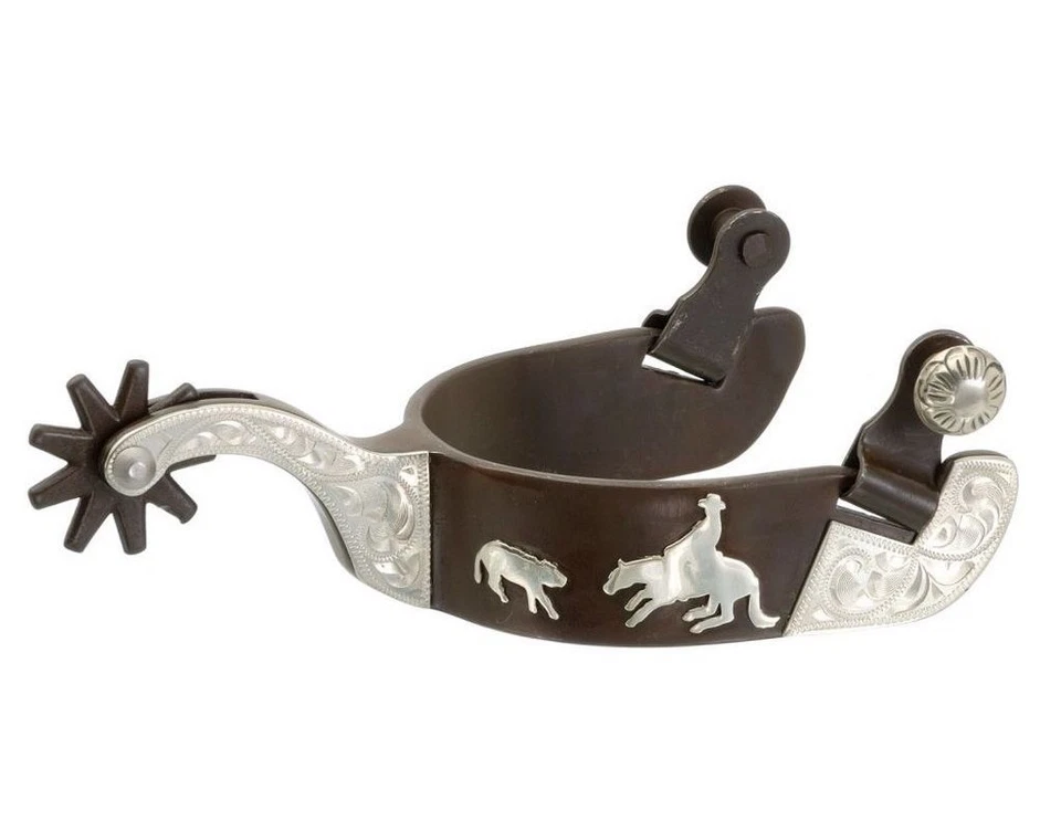 Tough 1 Spurs Adult Kelly Silver Star Cut 9 Point Rowel Brown 78-1901 - Image 1 of 1