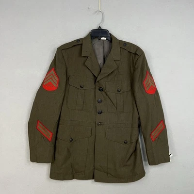 Vintage USMC Marine Corps Jacket Mens 43R Olive Green Service Dress Uniform - Image 1 of 4