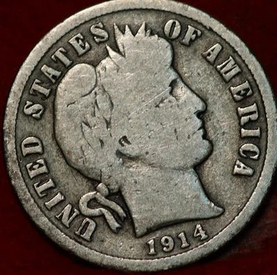 1914-D Denver Mint Silver Barber Dime - Image 1 of 2