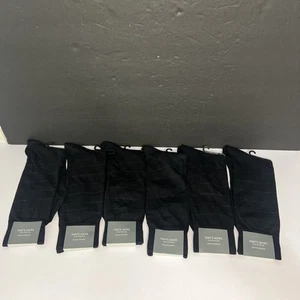 Banana Republic Hand Linked Toe Dress Sock Men's Sock Size 10-13 Black 6 Pairs - Picture 1 of 10