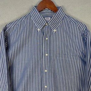 VTG Brooks Brothers Dress Shirt 16-5 Blue White Striped Button Up OCBD Business - Picture 1 of 9