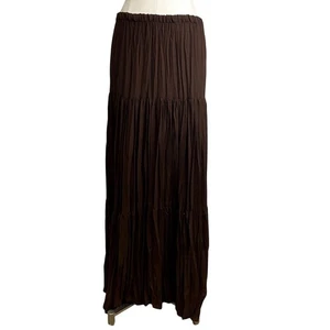 Vintage 70's USA Ruffle Tier Brown Full Length Maxi Skirt Retro Hippie Boho Fest - Picture 1 of 13