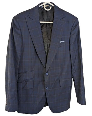 Robert Graham, Wool Blazer, Blue Plaid, Size 42R - image 1 of 3