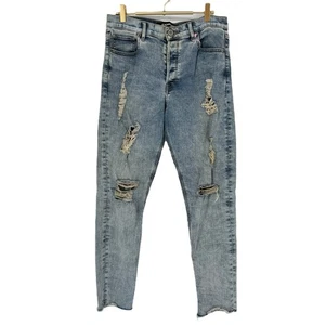 Express Jeans Y2K Acid Wash Distressed Denim Jeans Slim Leg High Rise Size 4 - Picture 1 of 15