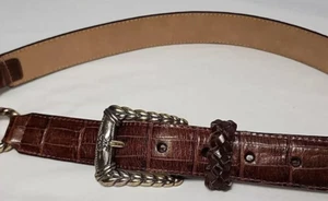 Cinturón de cuero Brighton 1996 vintage para mujer herrajes ecuestres marrón #22407 talla L - Imagen 1 de 21