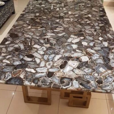 48" x 30" Grey Agate Table Top Counter Top Natural Stones Handmade Home Decor - Image 1 of 4