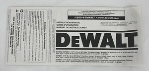 DeWALT DCF880 DCF880H INSTRUCTION MANUAL for 1/2" 20V Max Cordless Impact Wrench - Picture 1 of 2