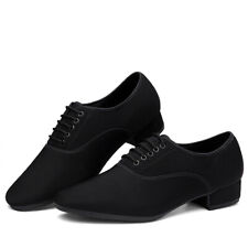 Men Low Heel Dance Shoes Ballroom Latin Waltz Tango Show Breathable Soft Black