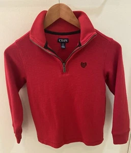 Chaps Ralph Lauren Red 1/4 Quarter Zip Pullover Sweater Size 8 Boys Cute! - Picture 1 of 4