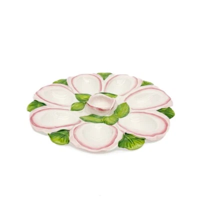 BASSANO KERAMIK Eierteller 25 cm ROSEN MOTIV AUS ITALIEN NEU - Bild 1 von 4