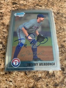 Tommy Mendonca Signed 2010 Bowman Chrome Rc Auto Texas Rangers