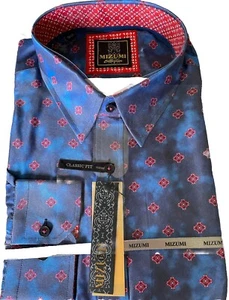 mizumi Collozioni Dress Shirt Cotton & Poly Royal Blue Size XLarge 17.5 Neck - Picture 1 of 5