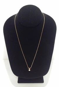 14k Yellow Gold Box Link Chain & Diamond Pendant 18.75 Inch - Picture 1 of 12