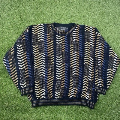 Vintage Tundra Sweater Size Large 3D Textured Colorful Cosby Baracuta Y2K 90s - Image 1 of 4