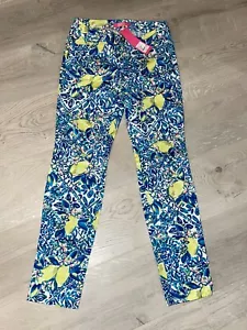 *Lilly Pulitzer..Kelly pantaloni alla caviglia skinny resort bianco zest per la vita taglia 00 nuovi - Foto 1 di 4