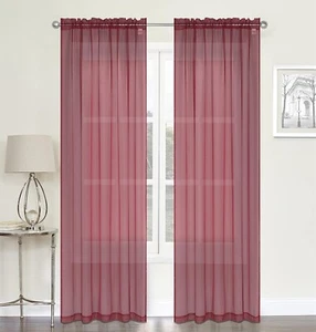 Sheer Curtains 2 Pack, Rod Pocket Curtains Sheer Window Panels 104X84 - Picture 1 of 5