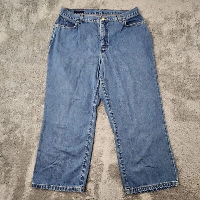 Pantalones de mezclilla Lands End para mujer 14 azules rectos 100 % algodón lavado medio informales Foto 1 de 4