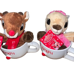 Juego de 2 - Dan Dee Rudolph El Reno Nariz Roja Y Peluche Clarice con Latte Nuevo Con Etiquetas - Imagen 1 de 5