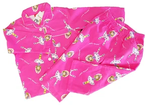 BNWT Girls Sz 1 Cute Pink Ballerina Long Style Flannel Winter Style PJ Pyjamas - Picture 1 of 3