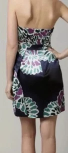 TIBI Dress Silk Black Green Teal Strapless Midnight Bloom Mini MSRP $345 Sz 4 - Picture 1 of 12