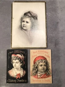ANTIQUE PROF HORSFORD'S PHOSPHATIC BAKING POWDER VICTORIAN TRADE CARD Lot of 3 - Picture 1 of 12