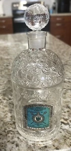Vintage Guerlain Bee Embossed Glass Empty Perfume Bottle | France 1960s 5.14 In - Picture 1 of 2